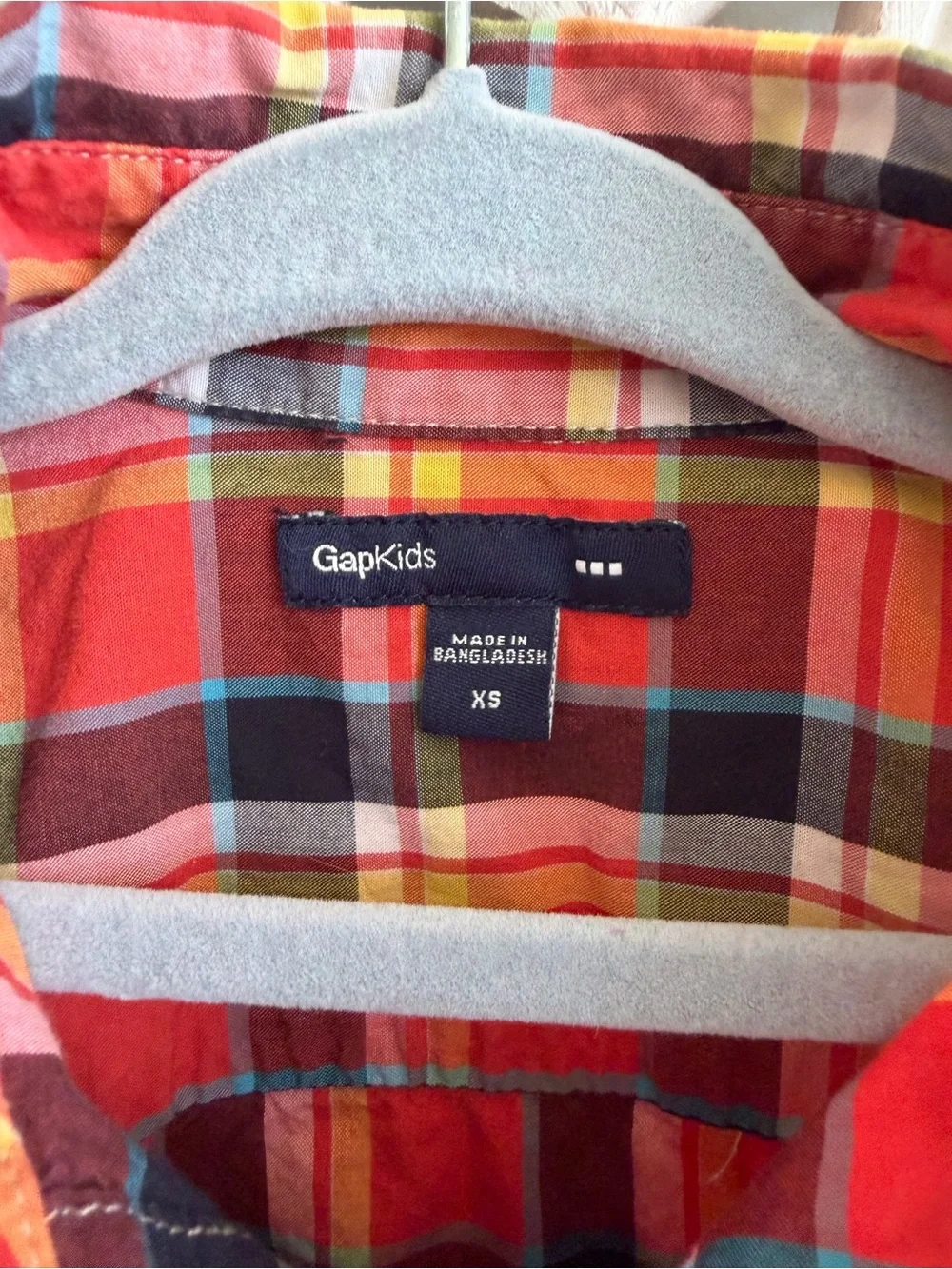Gap Kids Boys Plaid Button Down Shirt XS Red Fall